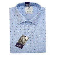 London Bridge OLSH-22155-1022 Slim Fit Dot Print Cotton Formal Shirt - Blue